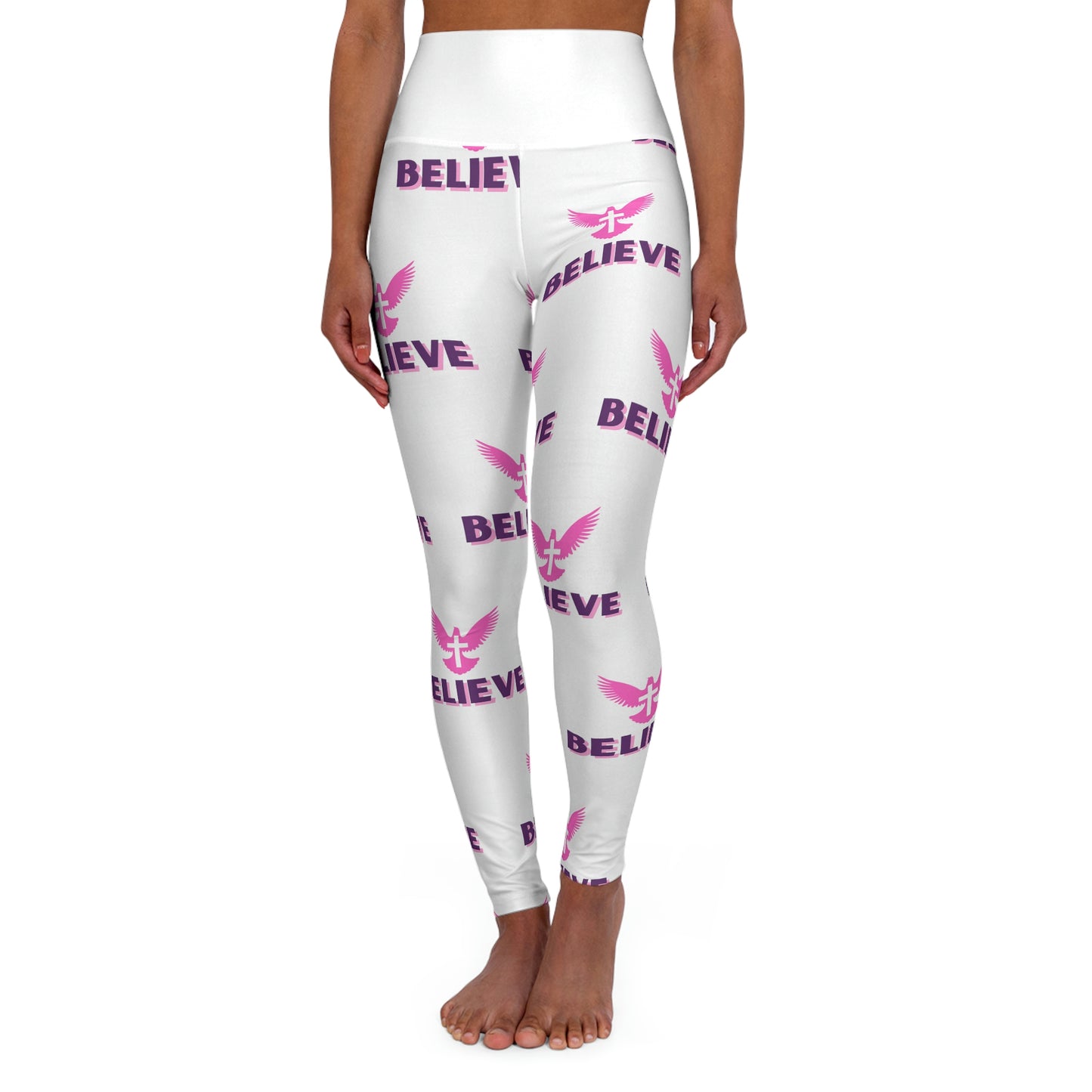 Believe High Waisted Athletic Leggings (White)