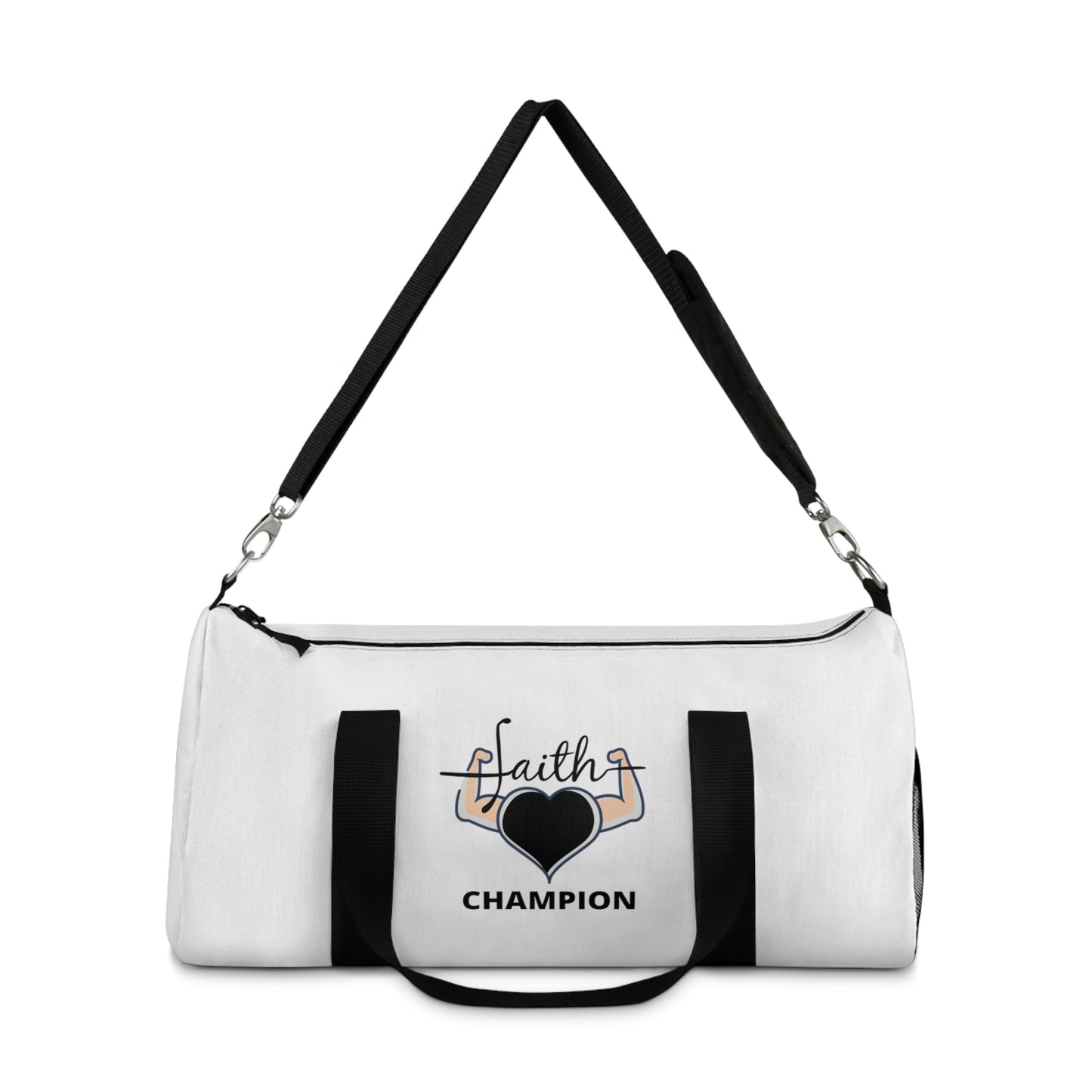 Faith Champion Gym Duffel Bag (White)