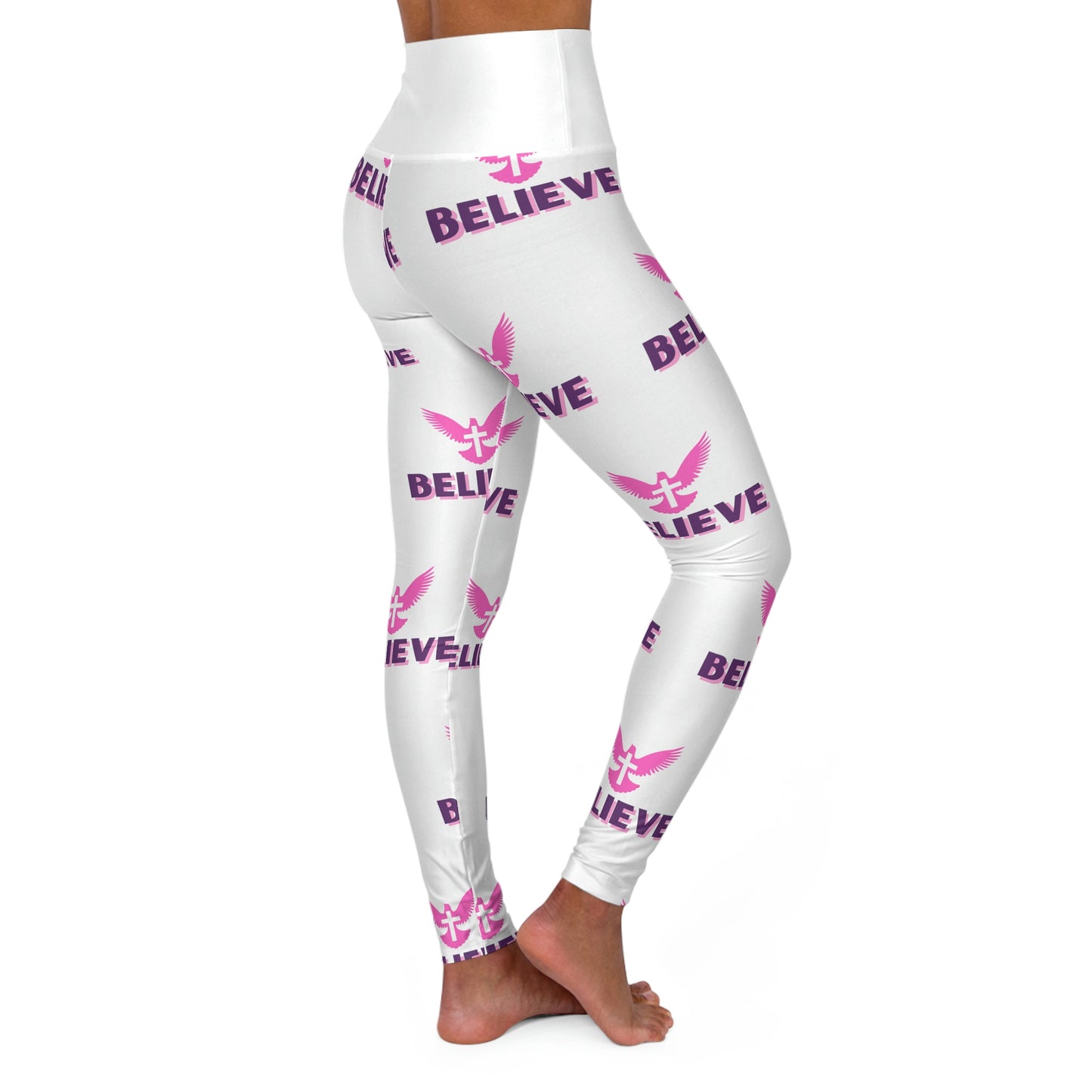 Believe High Waisted Athletic Leggings (White)