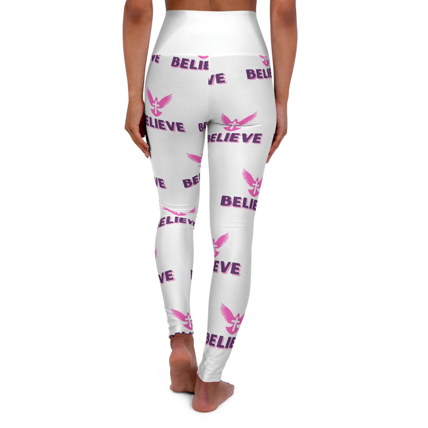 Believe High Waisted Athletic Leggings (White)