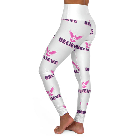 Believe High Waisted Athletic Leggings (White)